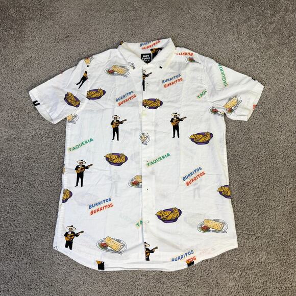 RVCA Other - RVCA Hot Fudge Shirt Mens Large White Burritos Taqueria Short Sleeve Button Up
